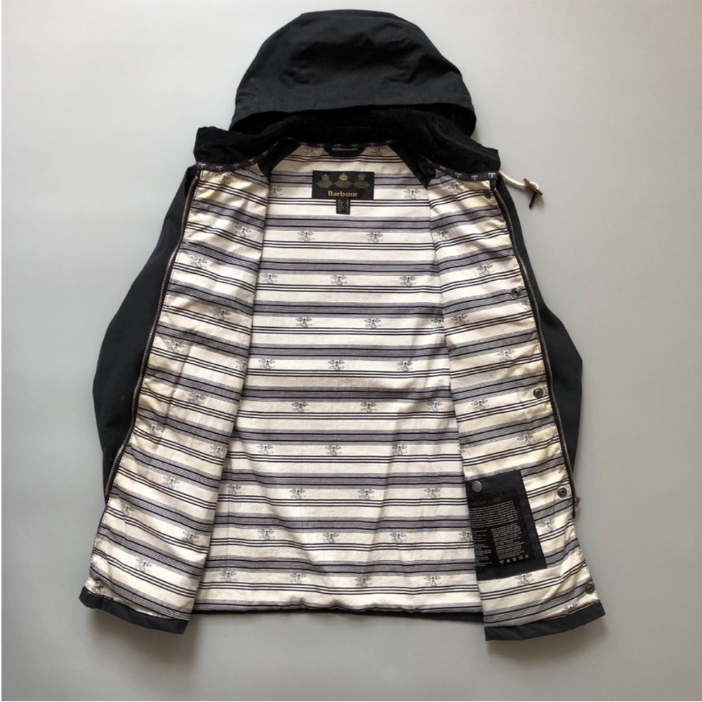 Barbour Navy Hooded Coat - Picture 3 of 13